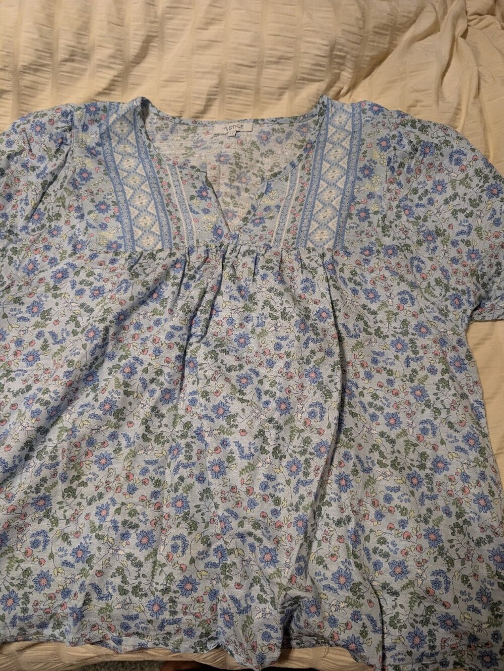 Blue Floral Women's Blouse - Brand